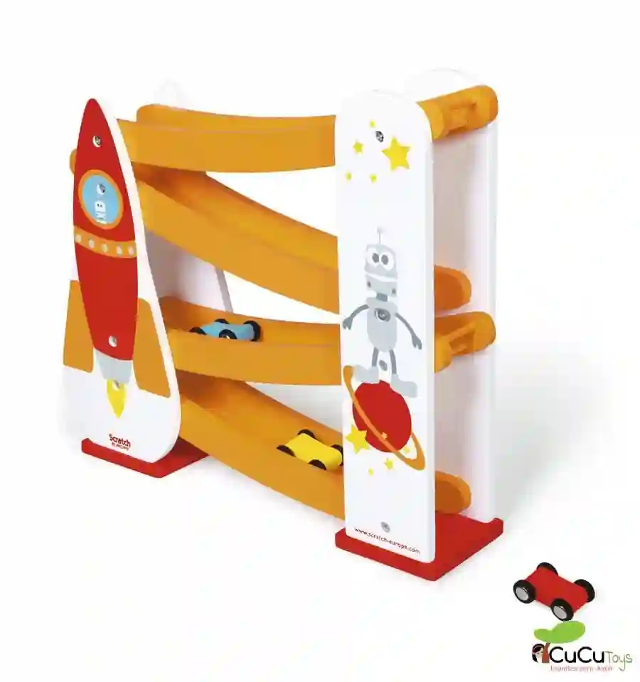 Scratch - Circuito de coches Espacial, juguete de madera