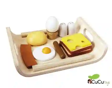 PlanToys - Bandeja de desayuno, juguete de madera