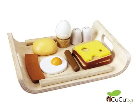 PlanToys - Bandeja de desayuno, juguete de madera