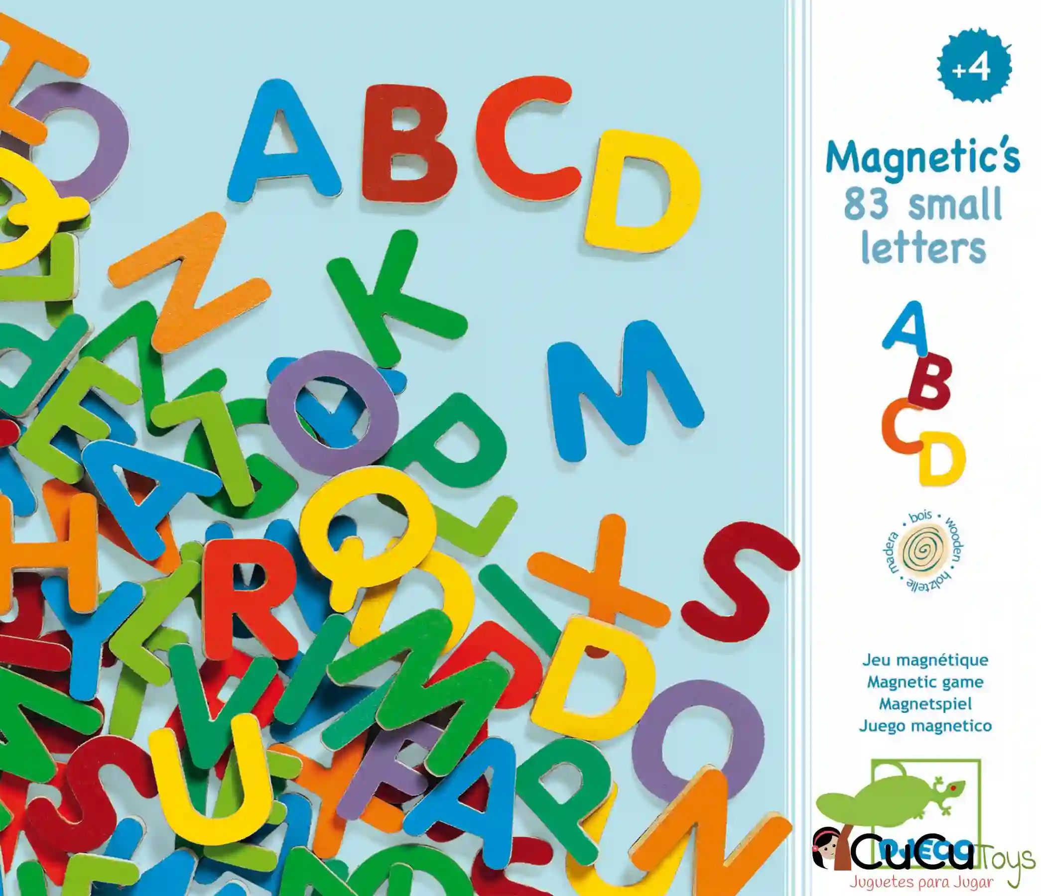 Djeco - 83 Letras de madera magnéticas