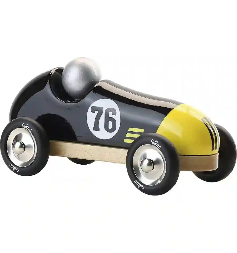 Vilac - Coche deportivo de madera, negro y amarillo