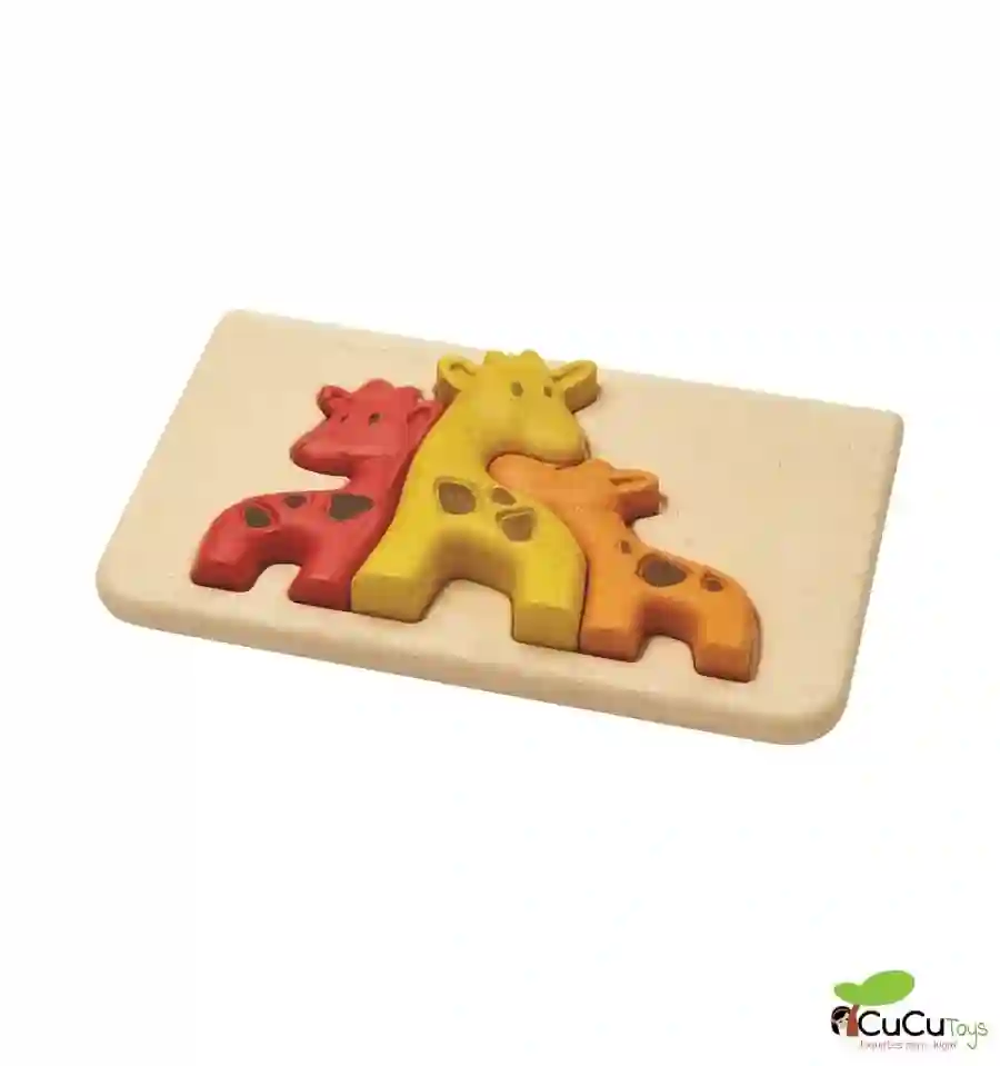 Plantoys - Puzzle encajable de jirafas, juguete ecológico