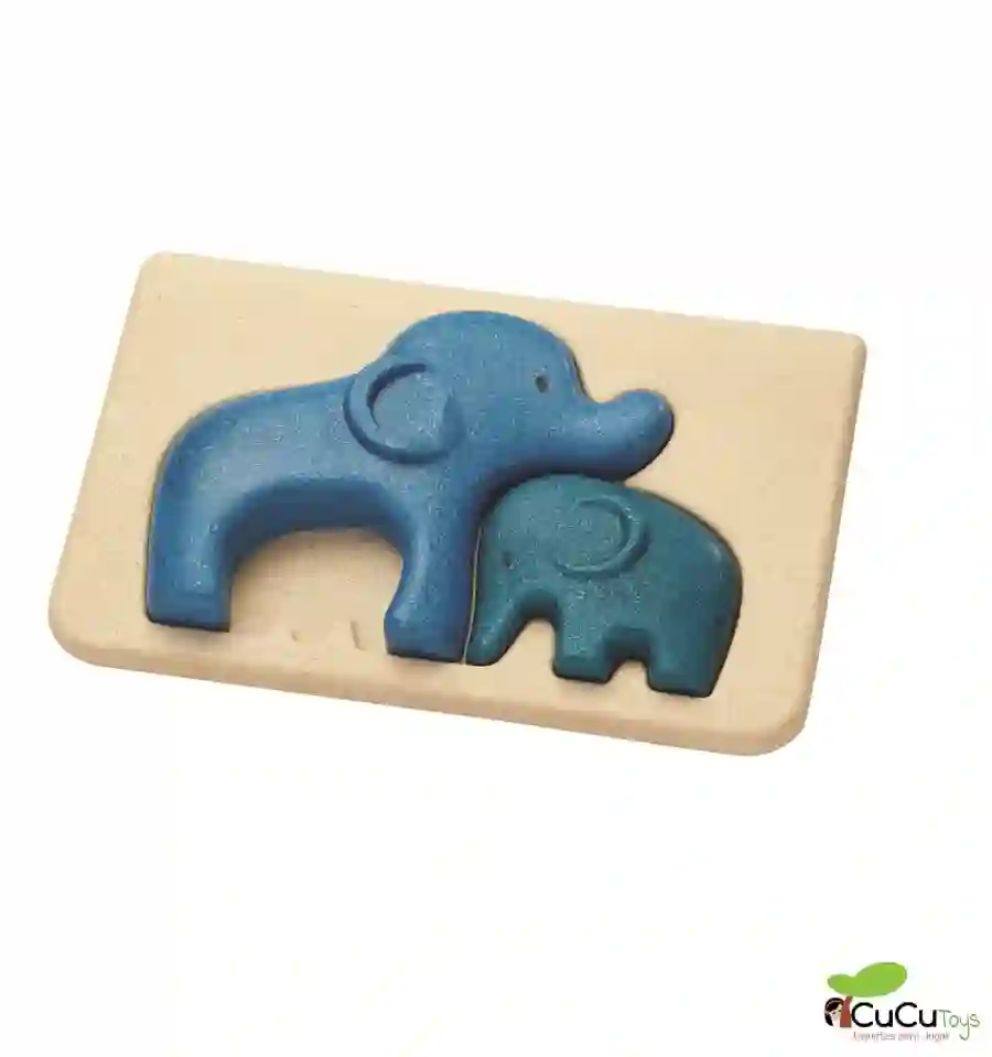 Plantoys - Puzzle encajable de elefantes, juguete ecológico