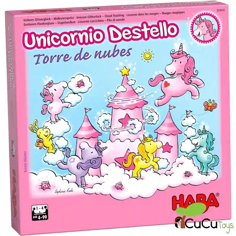 HABA - Unicornio Destello – Torre de nubes, juego de mesa