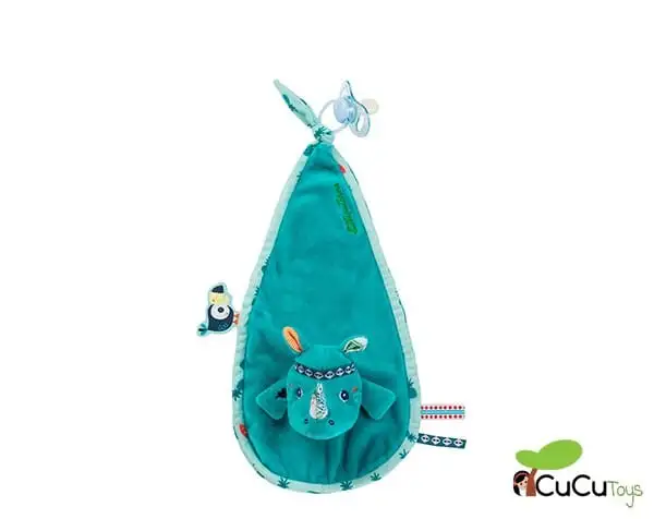Lilliputiens - Doudou marioneta Marius el rinoceronte, muñeco de peluche