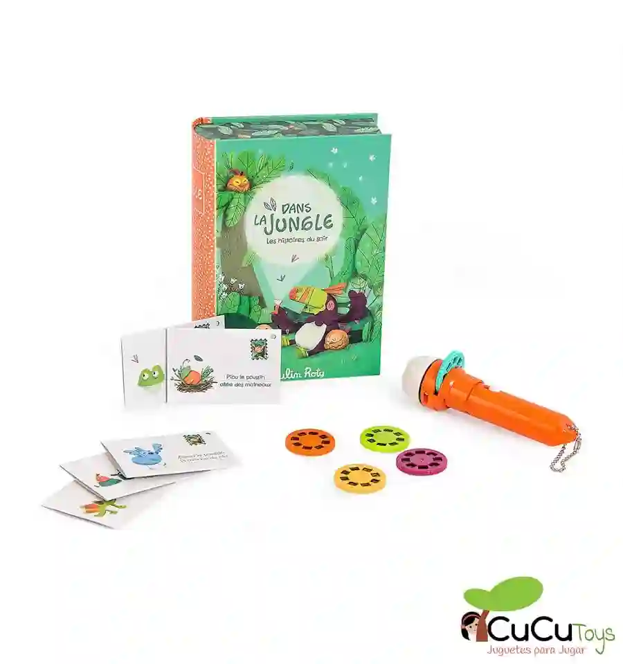 Moulin Roty - Cofre-Libro linterna proyector de historias, La Jungla