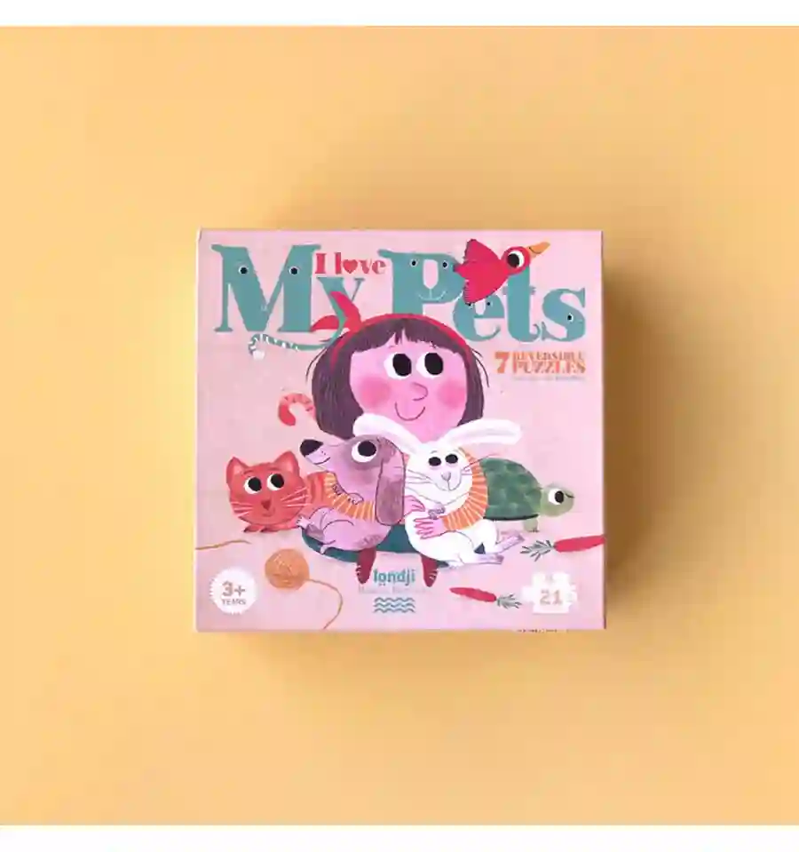 Londji - I love my pets, Puzzle reversible de 21 piezas
