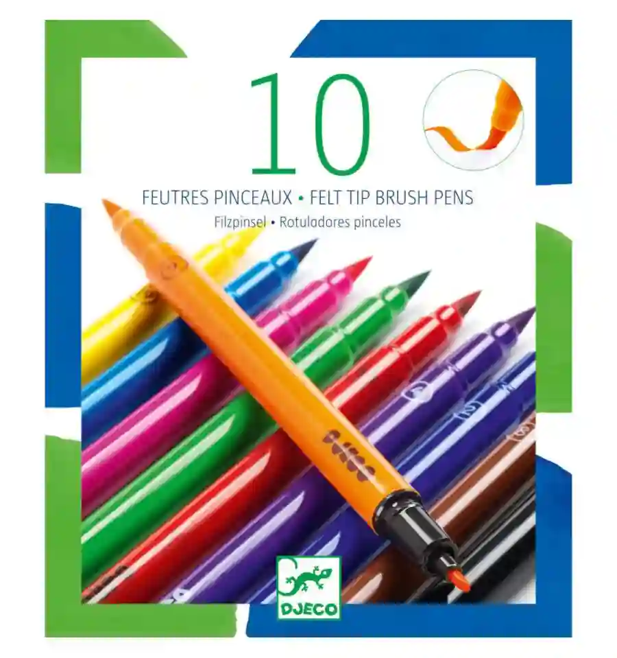 Djeco - 10 rotuladores pincel colores clásicos
