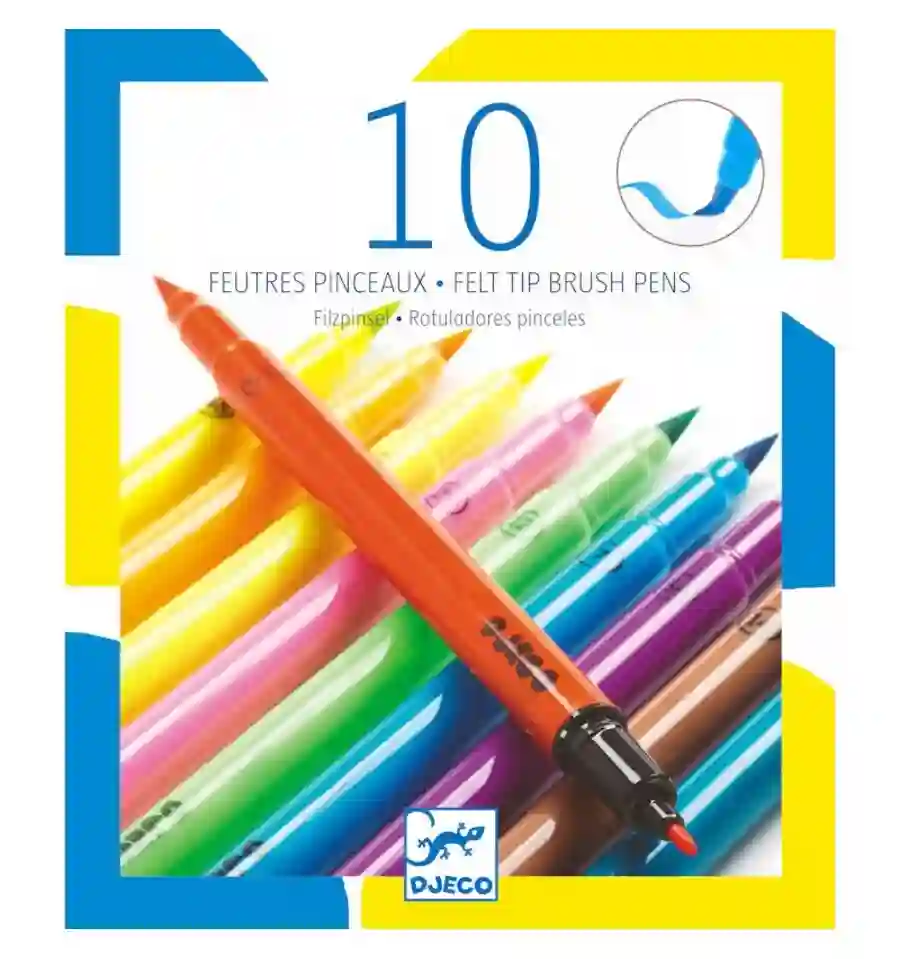 Djeco - 10 rotuladores pincel colores Pop