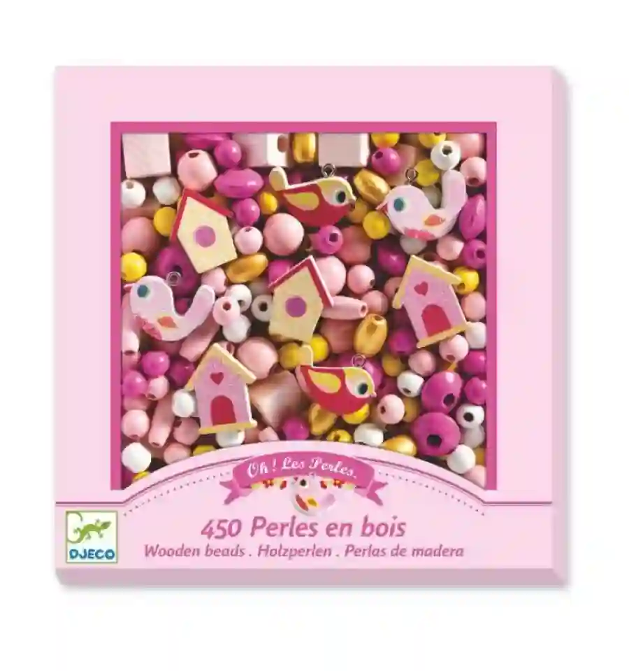Djeco - 450 perlas de madera - Pájaros