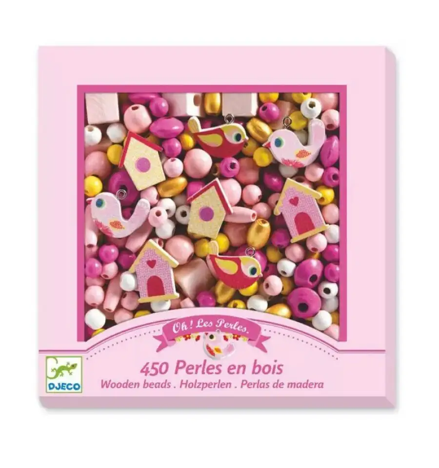 Djeco - 450 perlas de madera - Pájaros