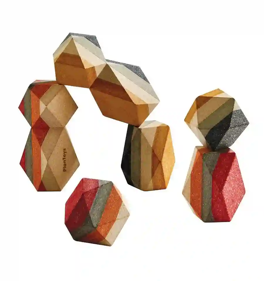 Plantoys - GEO Rocas apilables, juguete de madera