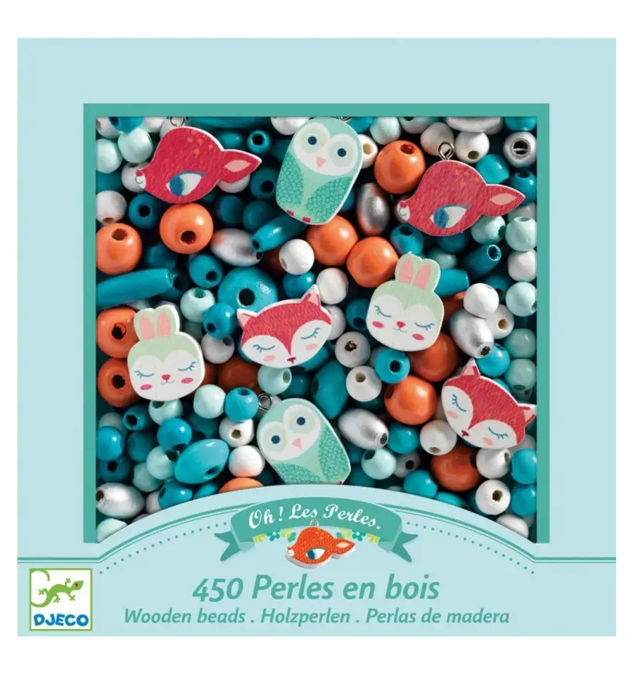 Djeco - 450 perlas de madera - Animalitos