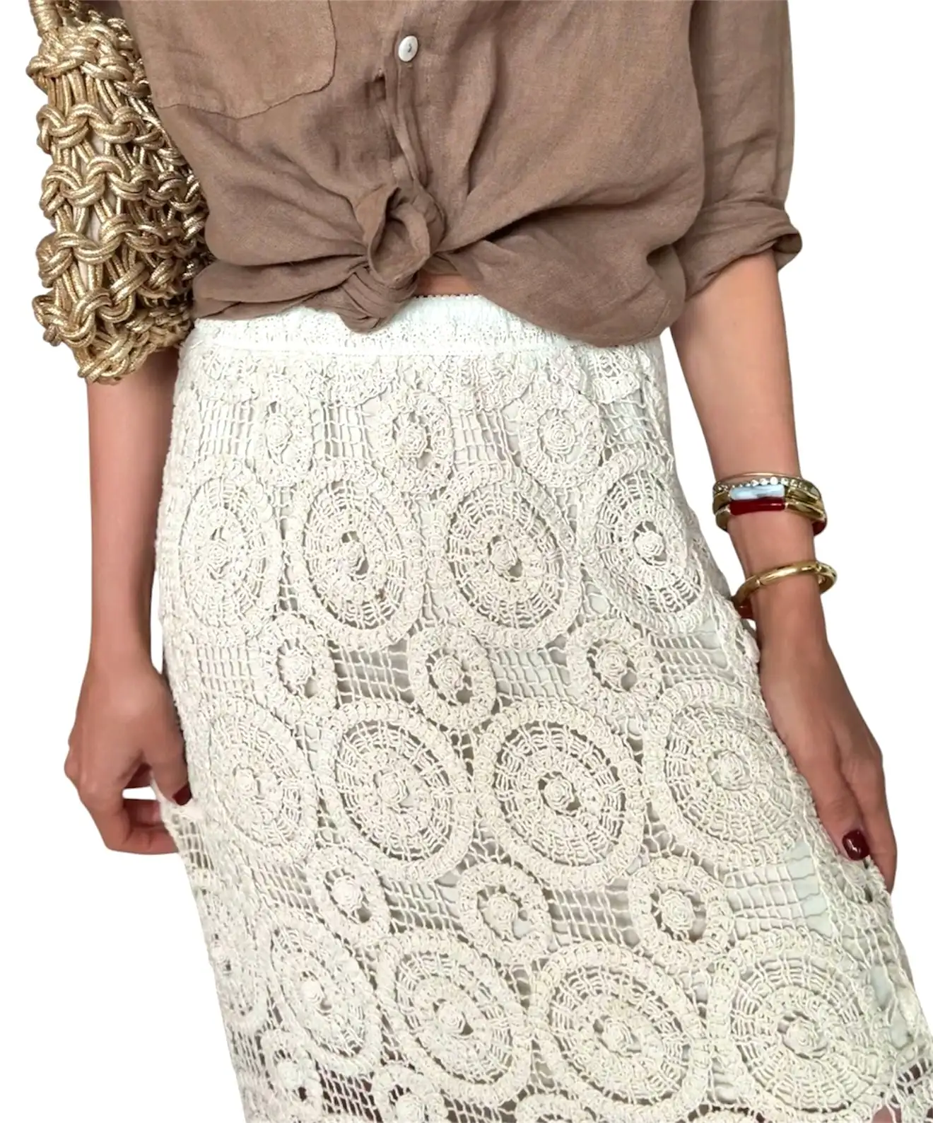 Falda crochet beige - Imagen 2