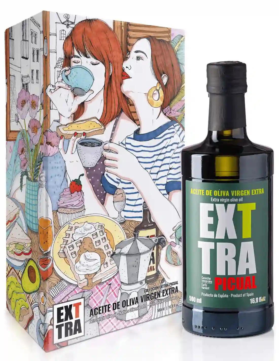 Caja Regalo ana Jarén + Exttra original Picual - Botella de Vidrio 500 ml.