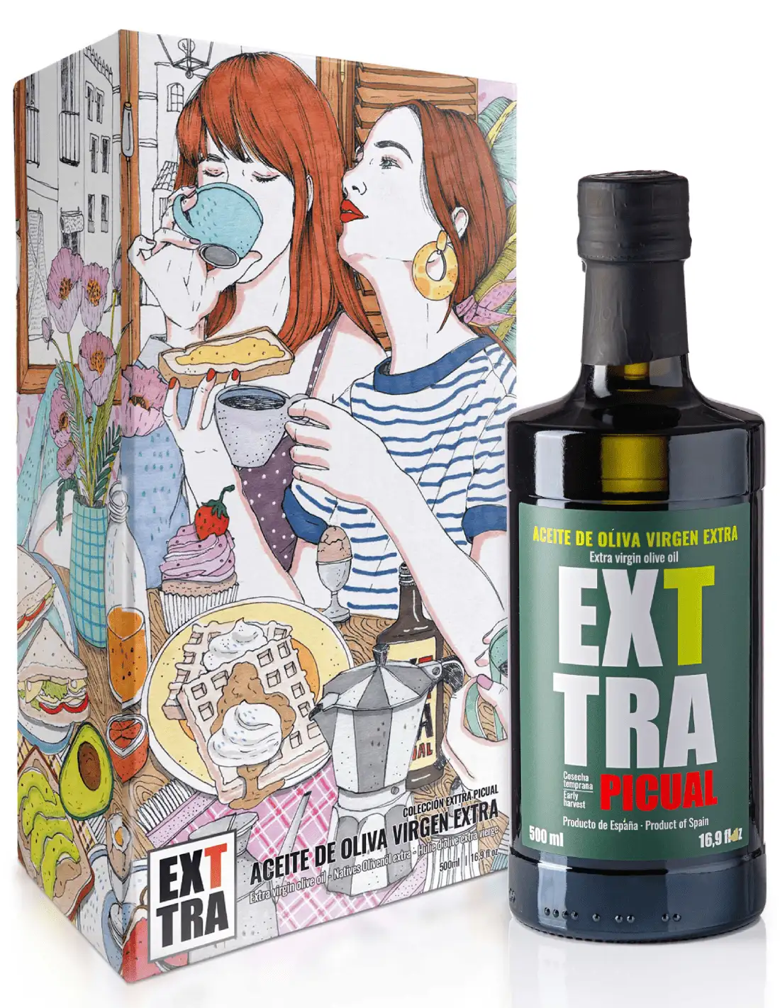 6x Caja Regalo Ana Jarén + Exttra original Picual - Botella de Vidrio 500 ml.
