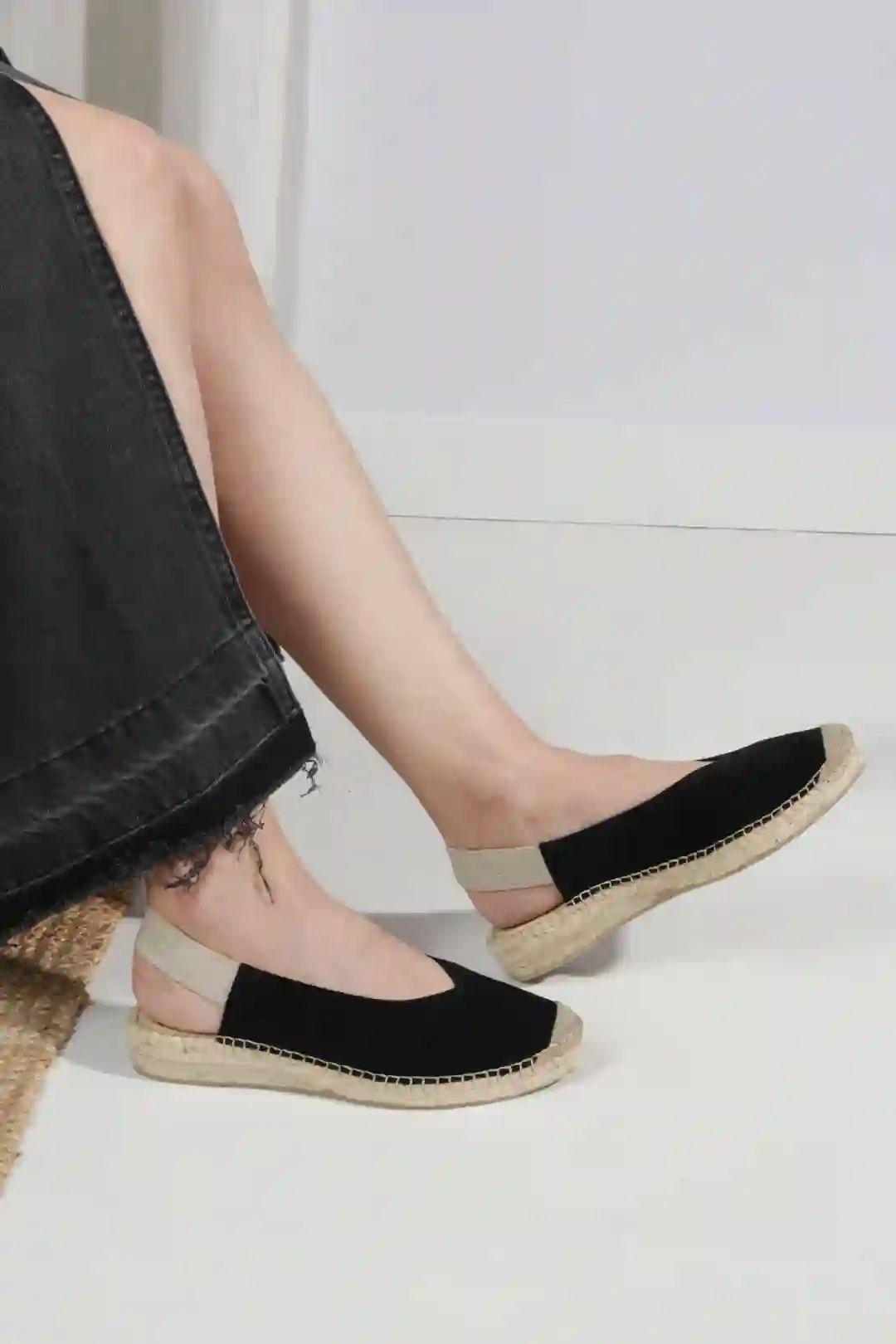 Black espadrilled
