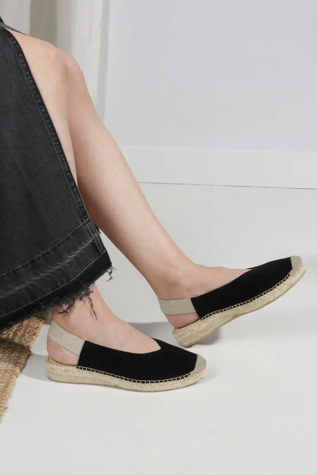 Black espadrilled