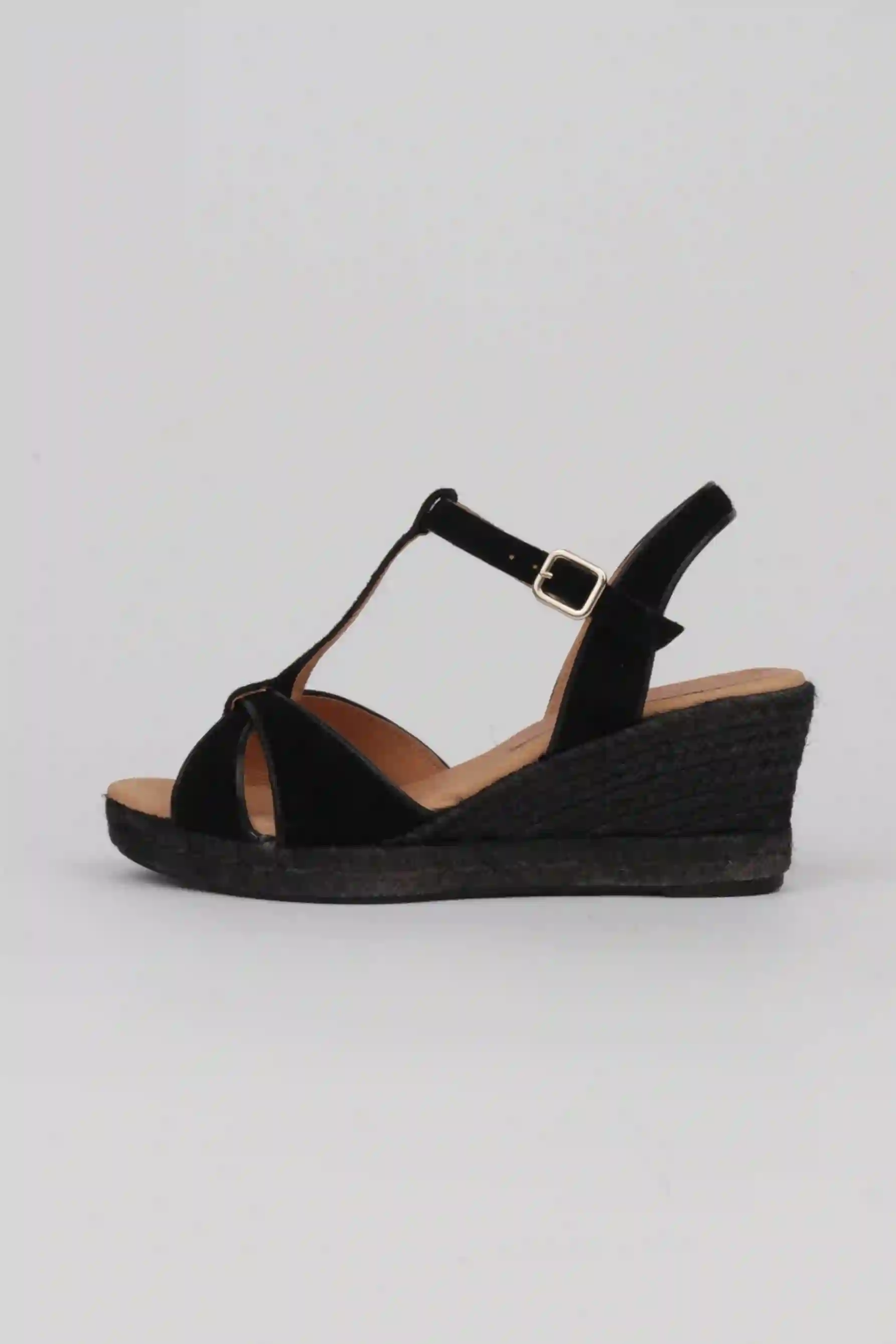Black Sandals Esparto Wedge