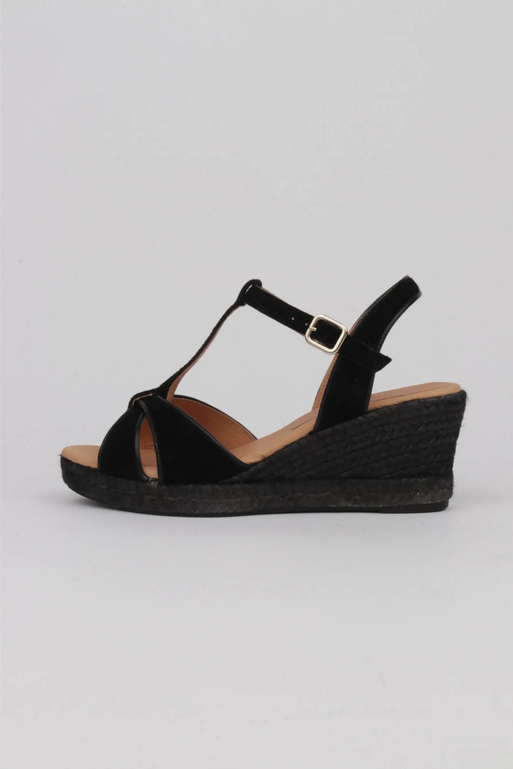 Black Sandals Esparto Wedge