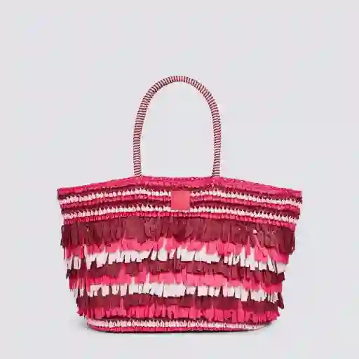 Bolsa de papel de paja tejida con flecos