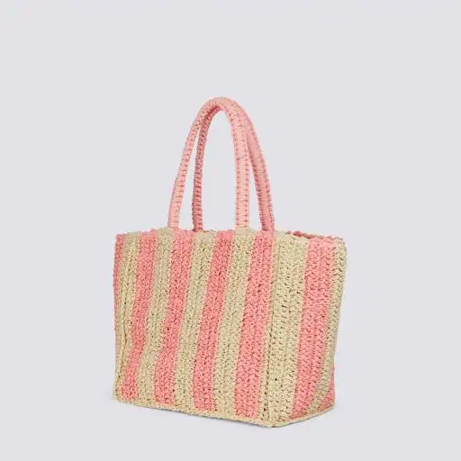 Bolsa de paja de papel con logotipo bordado