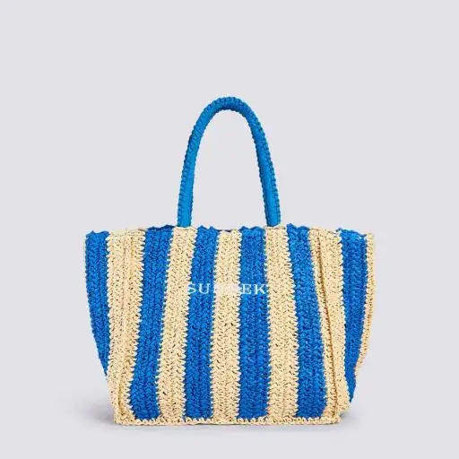Bolsa de paja de papel con logotipo bordado