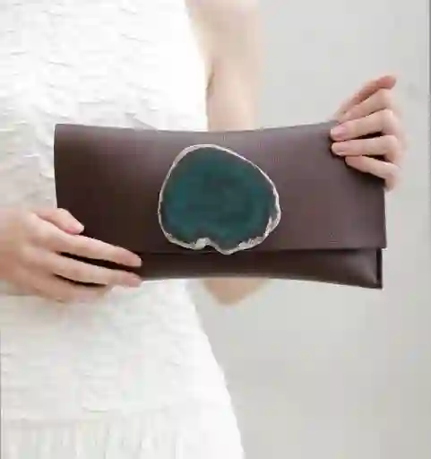Cartera maxi piel marrón ágata