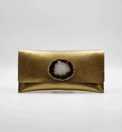 Cartera maxi dorado ágata verde