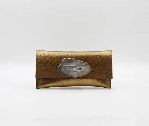 Cartera maxi premium dorado ágata verde