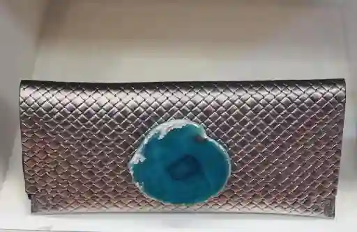 Cartera maxi premium trenzado plomo ágata verde