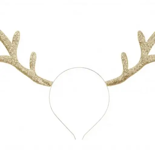 Disfraz Diadema reno glitter dorado