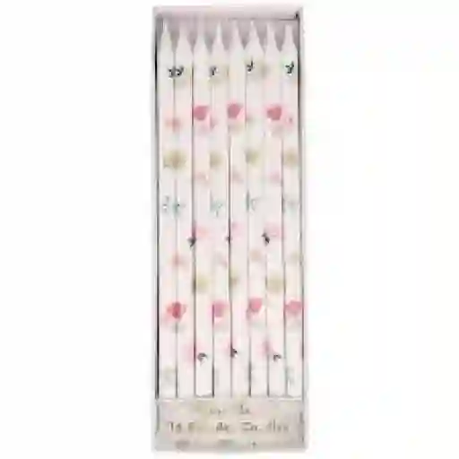 Velas con motivos florales (juego de 16)