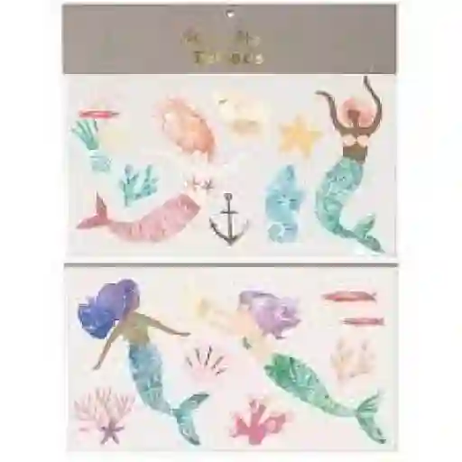 Tatuajes de sirenita  grandes (juego de 2 hojas)