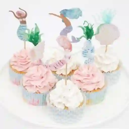 Kit de cupcakes de sirenita (juego de 24 toppers)