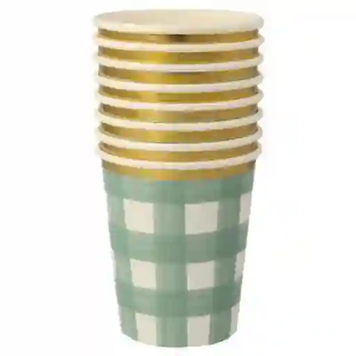 Vasos verdes de gingham