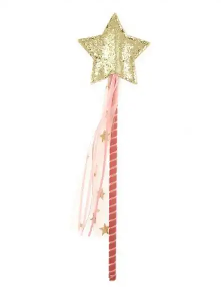 Varita princesa con estrellas doradas y tul