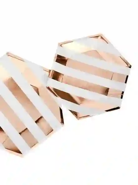 Platos grandes rayas oro rosa