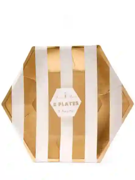 Platos pequeño rayas oro rosa