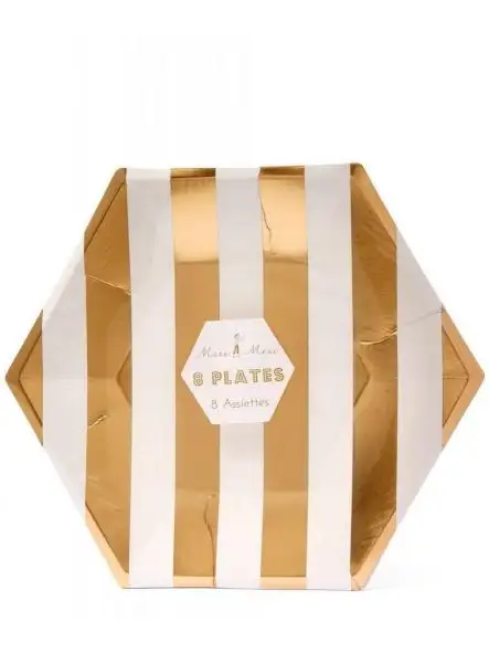 Platos pequeño rayas oro rosa