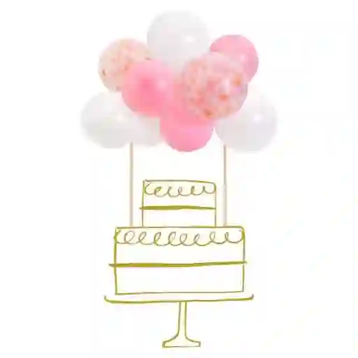 Topper globos rosas con confetti