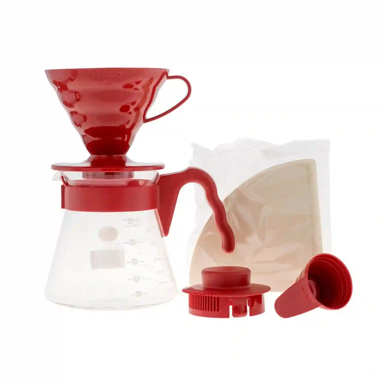Hario V60 Pour Over Kit Rojo + dripper, jarra y filtros