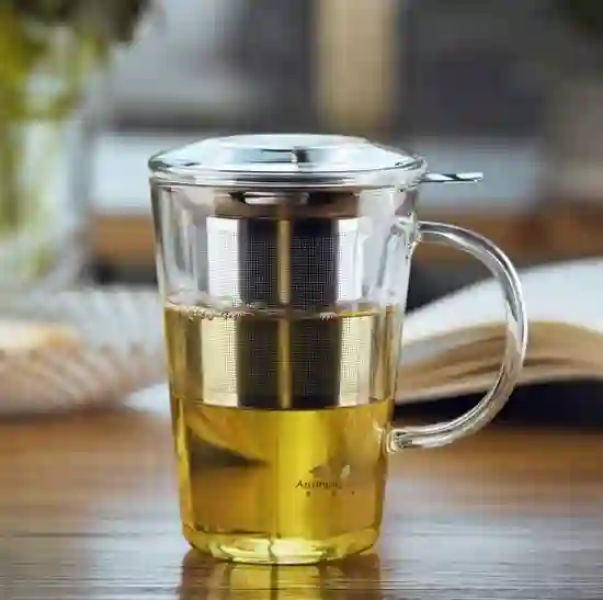 Taza con filtro y tapa de cristal "CHIKAO" 0,400 L