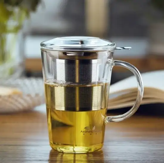 Cup with filter and glass lid "Chikao" 0.400 L