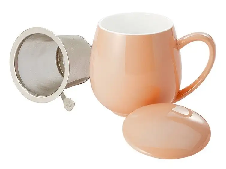 Taza con filtro y tapa "Zaara" 0,35 L Albaricoque