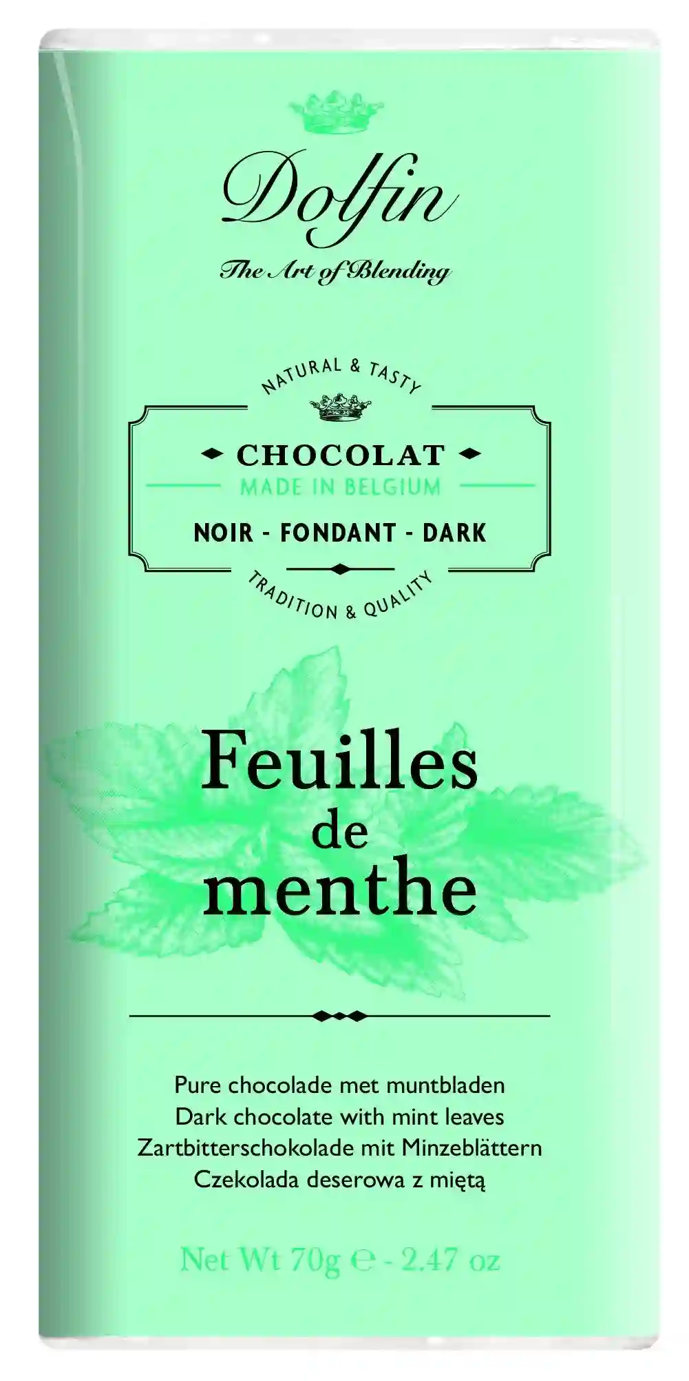 Chocolate Dolphin con hojas de menta - 70g