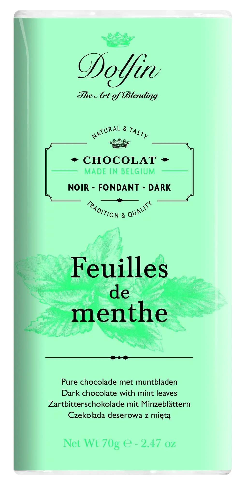 Dolphin chocolate with mint leaves - 70g