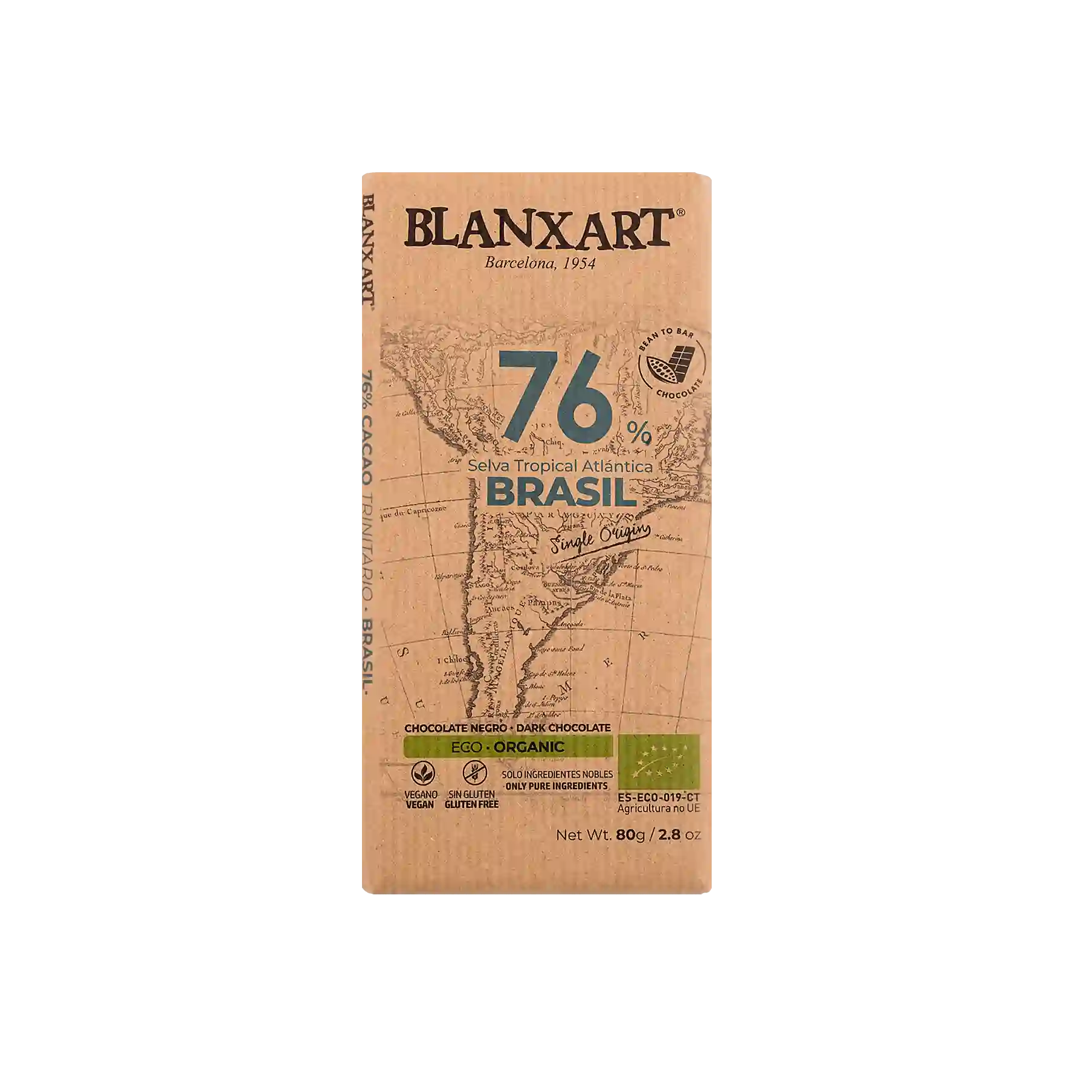 Chocolate ecológico Blanxart Brasil 76% - 80g