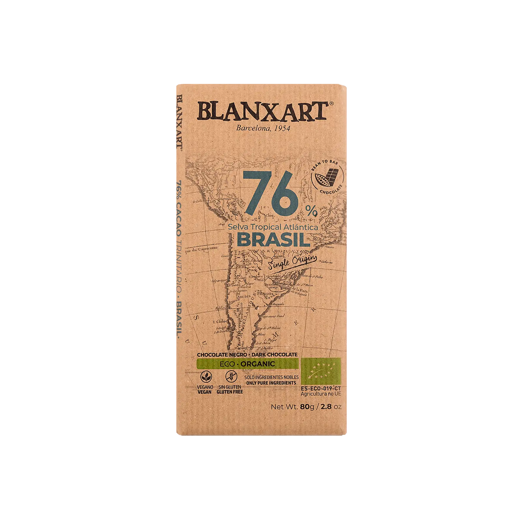 Chocolate ecológico Blanxart Brasil 76% - 80g