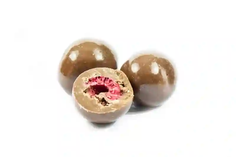 Frambuesas con chocolate con leche - 100g